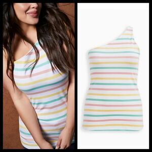 5X 28W Torrid Foxy One Shoulder Tank Pastel Stripe